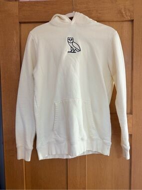 Men's OVO Cream Hoodie with Owl Embroidery